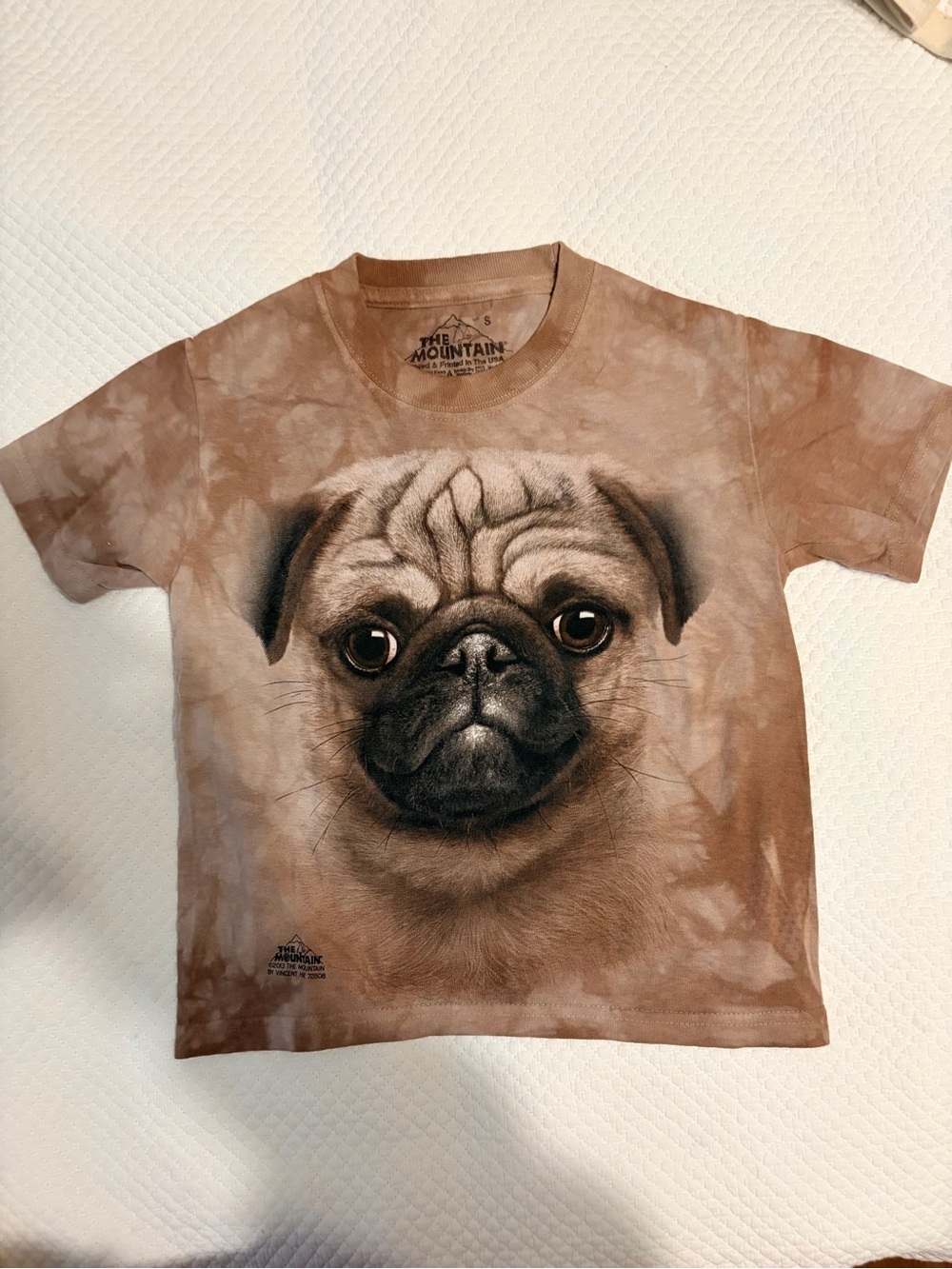 The Mountain Brown Tie-Dye Pug Face T-Shirt NWOT